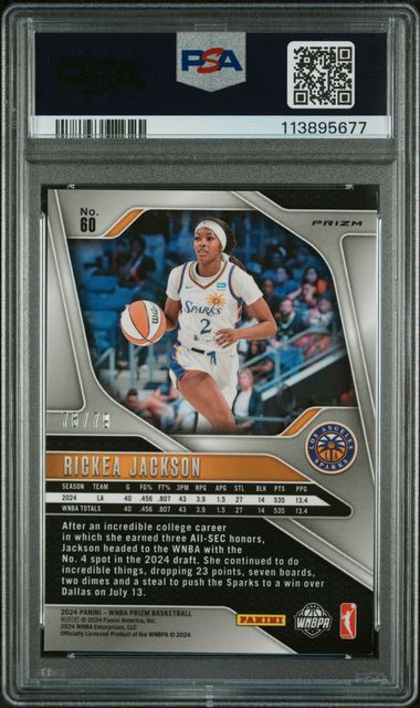 2024 Panini WNBA - Pink Velocity Prizm /79 - Rickea Jackson - ROOKIE /79 - PSA 9