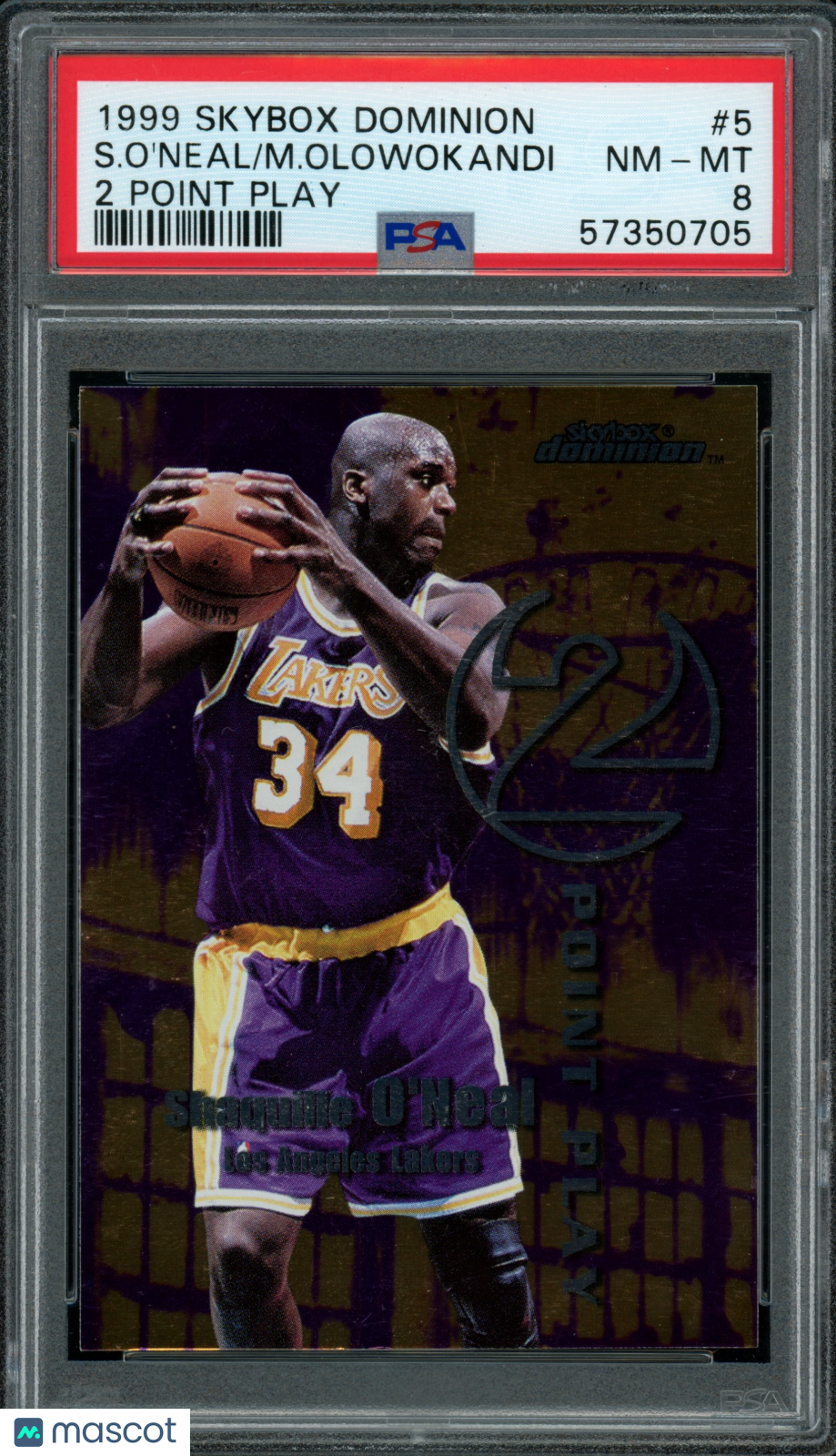 1999 Skybox Dominion- Shaquille O'Neal/Michael Olowokandi -2 Point Play #5 - PSA