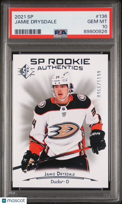 2021 SP Authentic Hockey - SP ROOKIE - Jamie Drysdale RC ROOKIE /1199 PSA 10