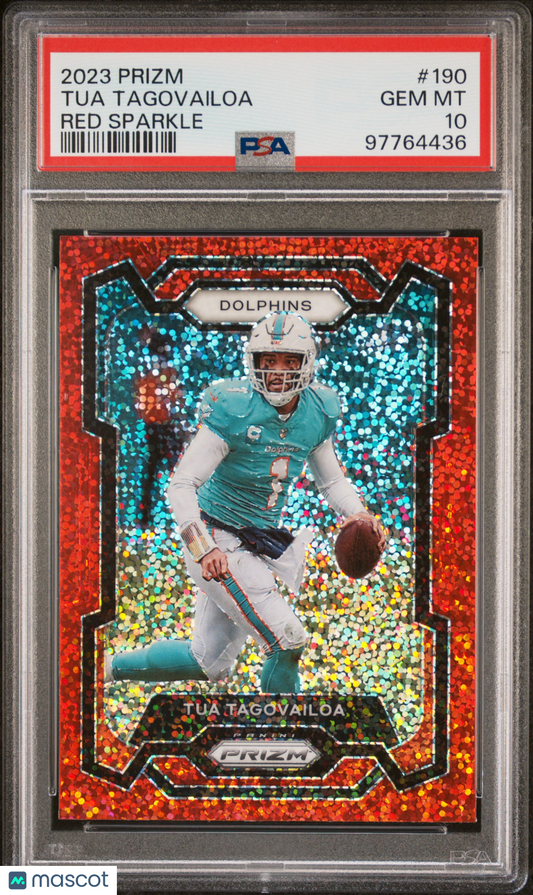 2023 Panini Red Sparkle Prizm #190 Tua Tagovailoa Dolphins PSA 10 GEM MINT