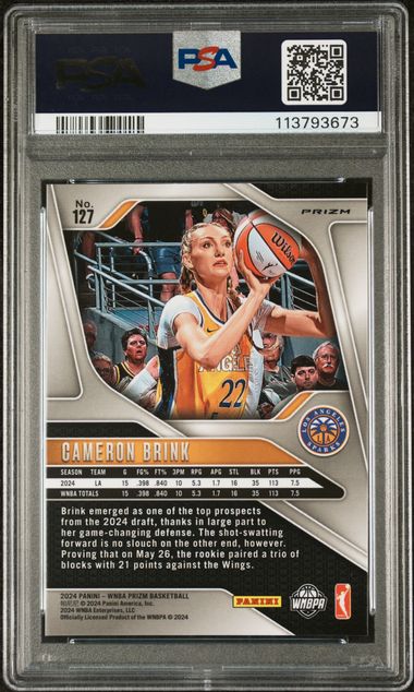 2024 Panini - Silver Prizm WNBA - Cameron Brink Sparks - ROOKIE Silver - PSA 9