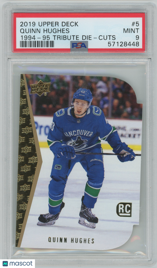 2019 Upper Deck Hockey 1994-95 Tribute Die-Cut #5 Quinn Hughes RC ROOKIE PSA