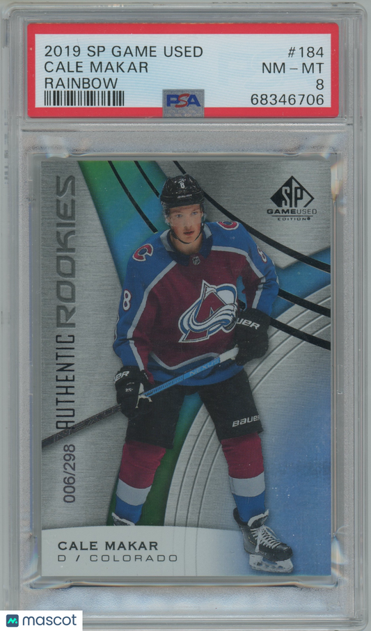 2019 SP Game Used Cale Makar #184 Rainbow -/298 PSA 8 - /298