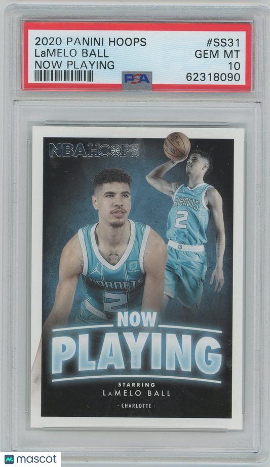 Auction #2 2020 Panini Hoops Now Playing LaMelo Ball Hornets RC ROOKIE - PSA 10