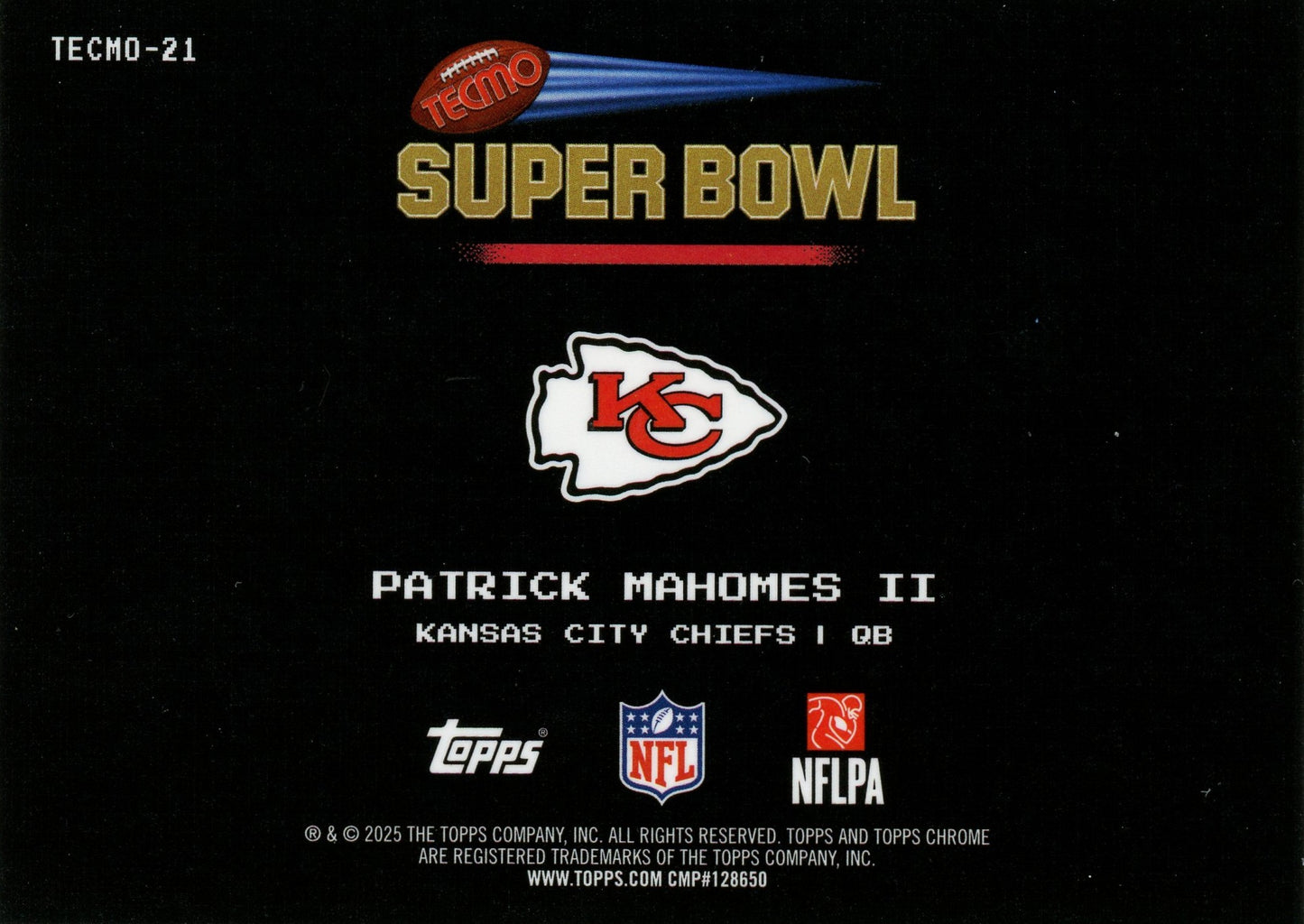 2025 Topps Chrome NFL - Patrick Mahomes II #TECMO-21 - Tecmo Bowl SSP