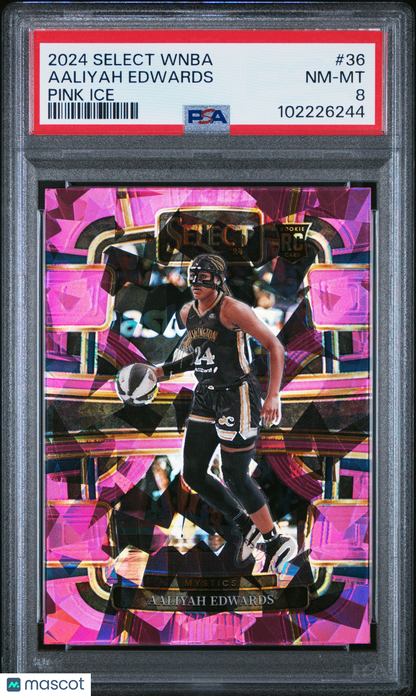 2024 Select WNBA Pink Ice #36 Aaliyah Edwards Mystics RC Rookie PSA 8 - ROOKIE