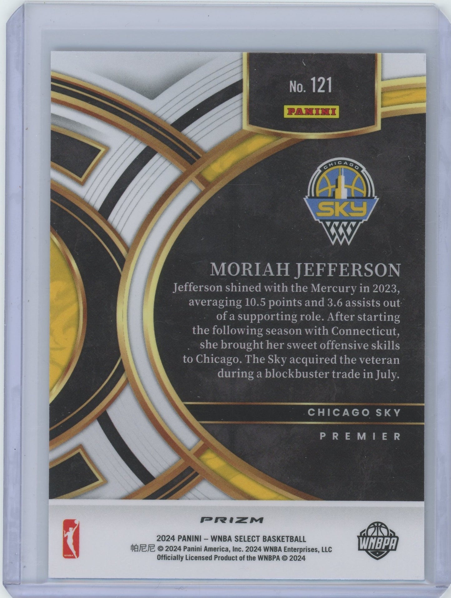 2024 Panini WNBA Select Basketball Moriah Jefferson #121 Premier Silver Prizm