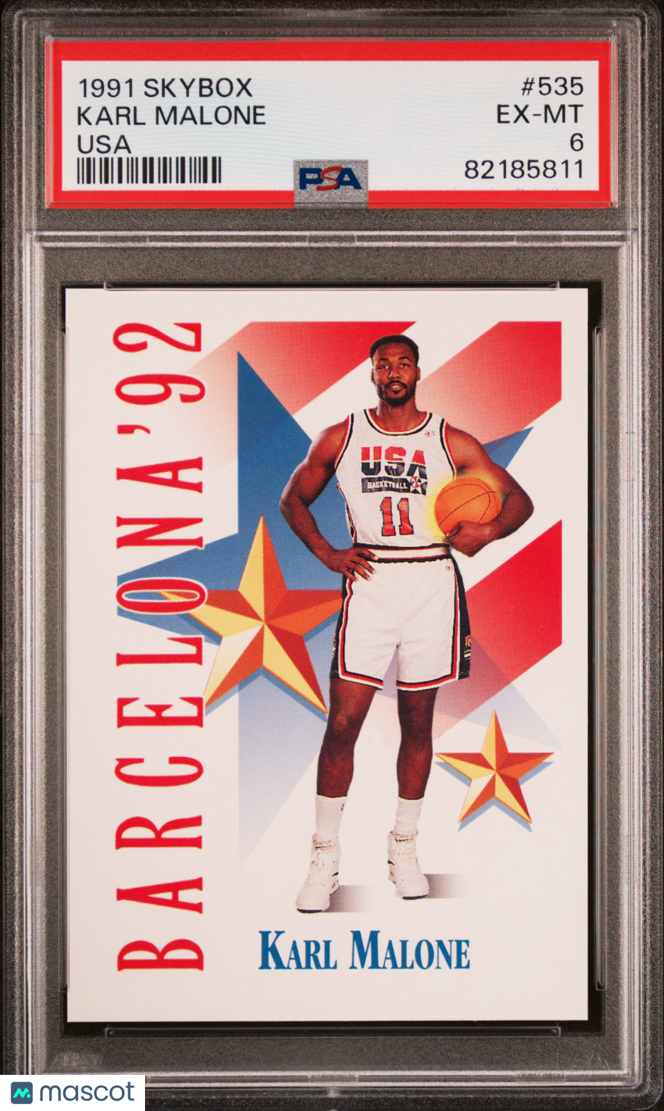 1991 Skybox USA Basketball #535 Karl Malone HOF PSA 6 EX-MT