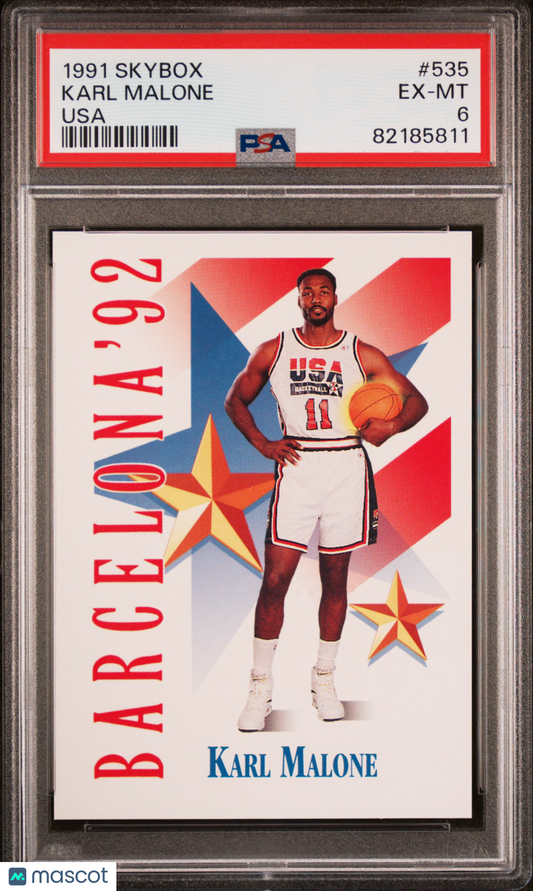 1991 Skybox USA Basketball #535 Karl Malone HOF PSA 6 EX-MT