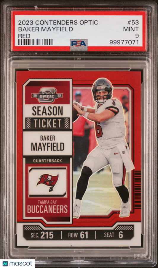 2023 Contenders Optic Red Prizm #53 Baker Mayfield Buccaneers /175 PSA 9