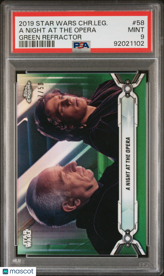2019 Star Wars Topps Chrome Leg Green Ref /50 - A Night At The Opera PSA 9 -/50