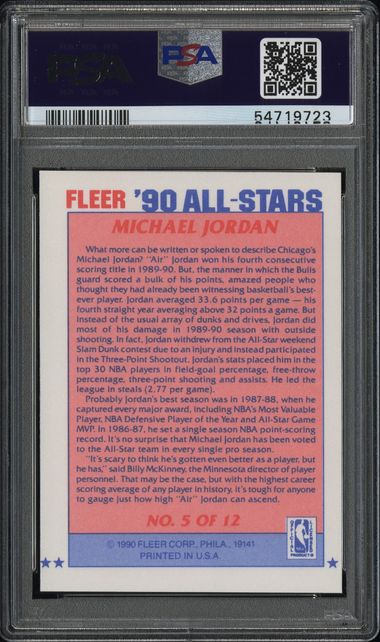 1990 Fleer - Michael Jordan #5 - NBA All Stats - MJ HOFer - PSA