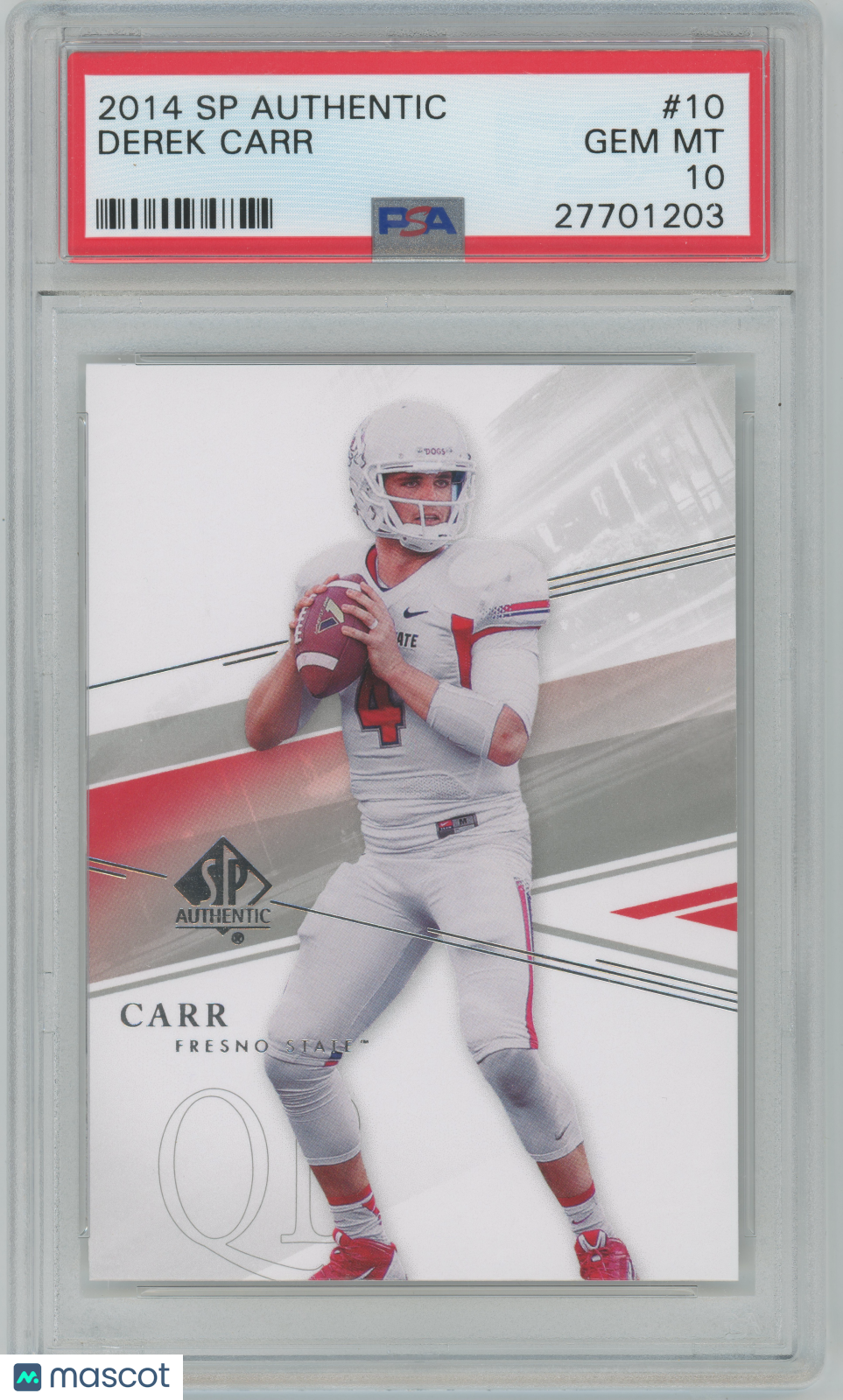 2014 SP Authentic #10 - Derek Carr - ROOKIE - Fresno State - PSA 10 GEM MINT