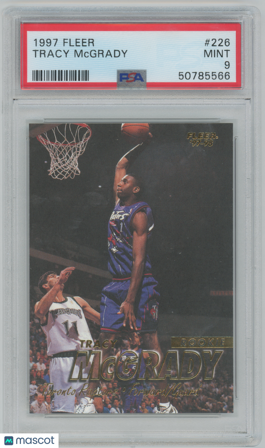 1997 Fleer #226 - Tracy McGrady - Raptors ROOKIE HOF - PSA 9
