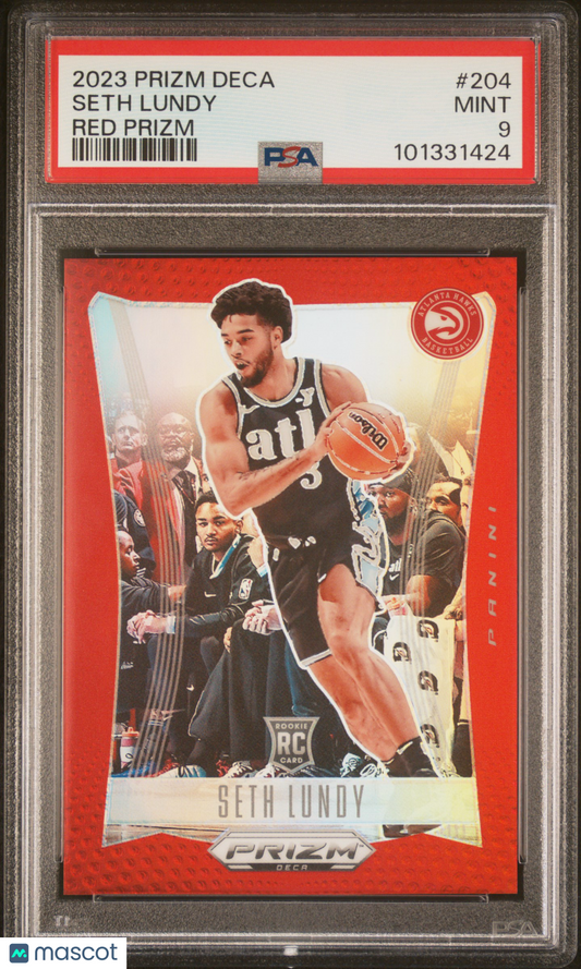 2023 Panini Red Prizm Deca #204 Seth Lundy Hawks RC Rookie 78/199 PSA 9 /199
