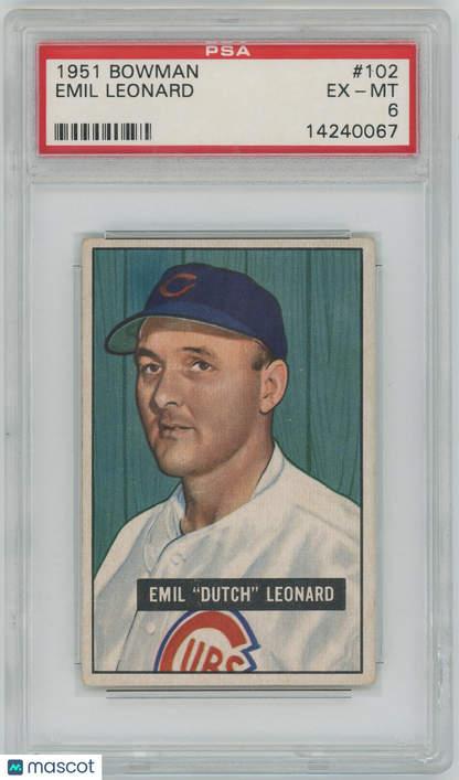 1951 Bowman #102 Emil Leonard Chicago Cubs PSA 6 EX-MT