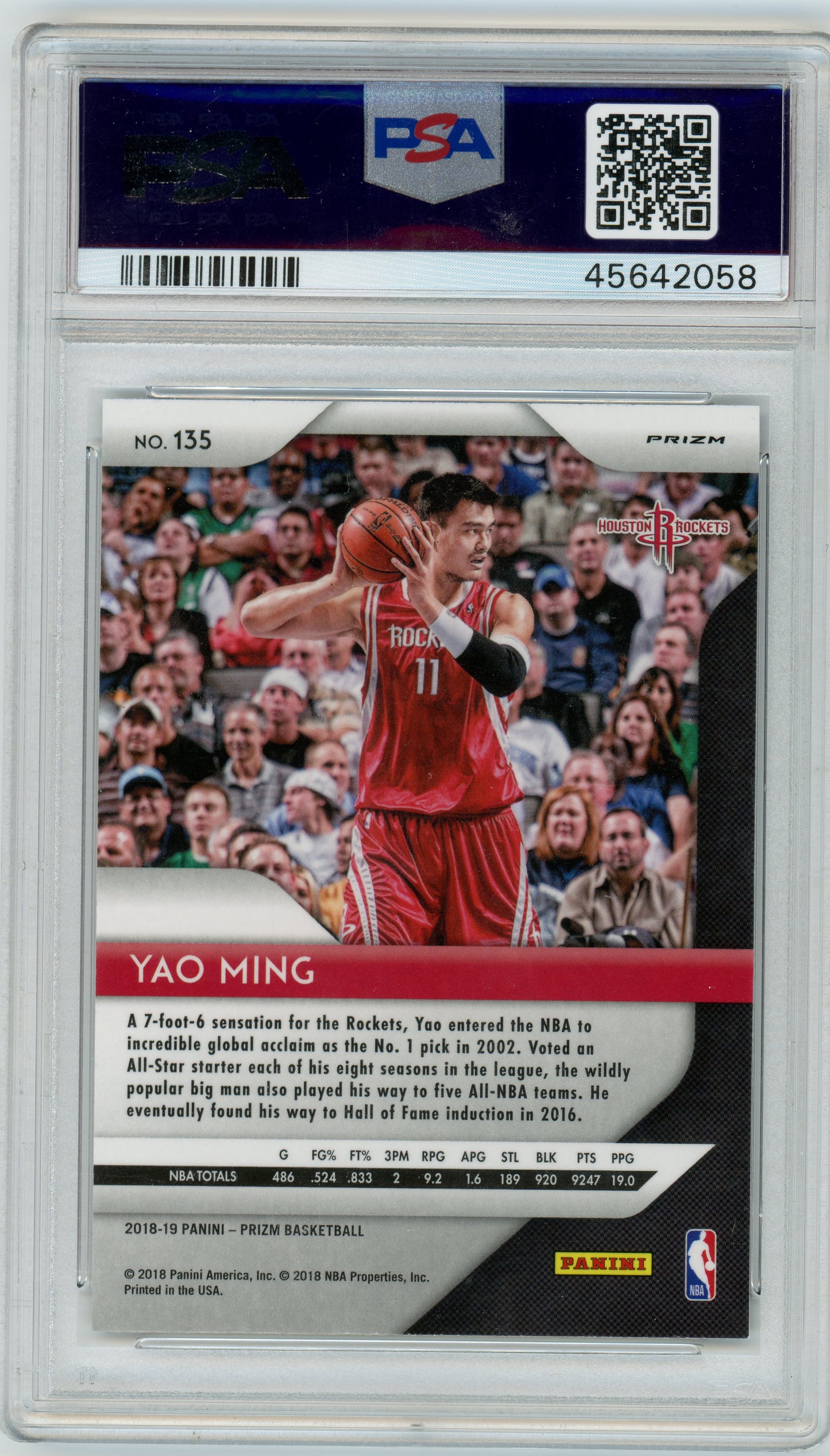 2018 Panini Prizm - Yao Ming #135 - Ruby Wave - PSA - Ruby Wave Prizm