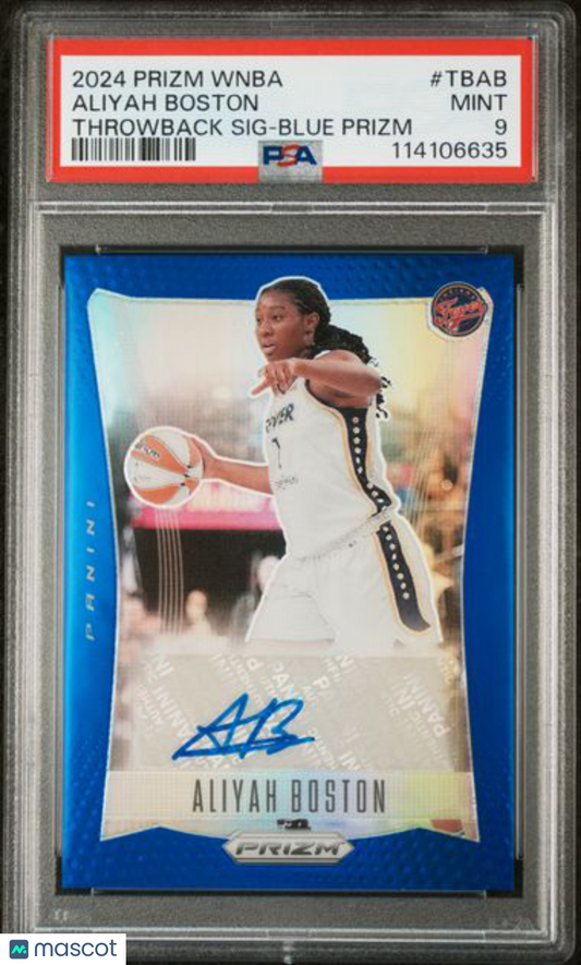 2024 Panini WNBA - Blue Prizm Throwback AUTO /75 - Aliyah Boston AUTO /75 - PSA