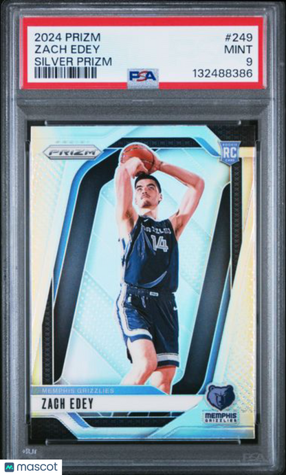 2024 Panini Prizm - Zach Edey -  Silver Prizm #249- Rookie - PSA - ROOKIE SILVER