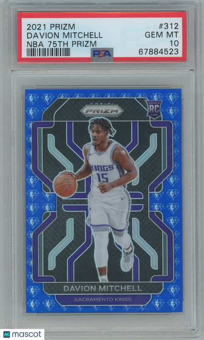 2021 Panini Prizm Davion Mitchell #312 NBA 75th PSA 10 - ROOKIE