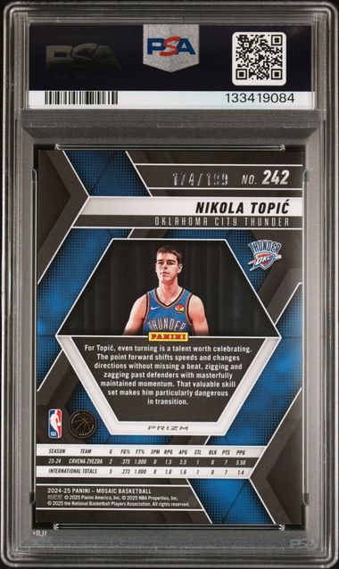 2024 Mosaic NBA - Nikola Topic - ROOKIE - Blue Prizm /199 - ROOKIE - PSA /199