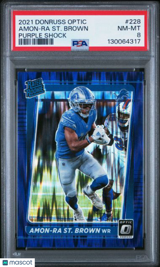 2021 Donruss Optic Purple Shock #228 - Amon-Ra St Brown - RC Rated Rookie - PSA