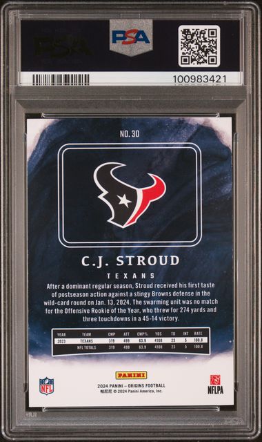 2024 Origins Orange /125  - CJ Stroud Texans 30/125 - PSA /125