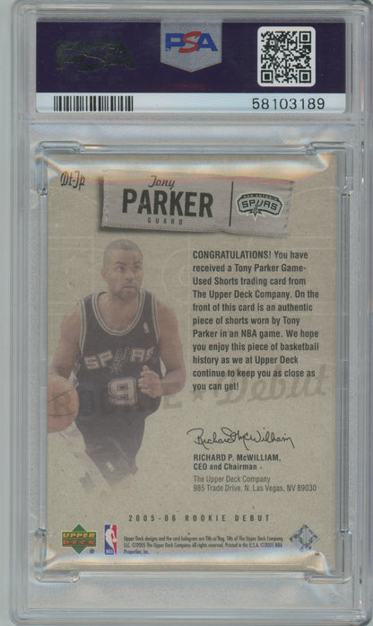 2005 Upper Deck - Tony Parker - ROOKIE - Debut Threads - GAME WORN SHORTS - PSA