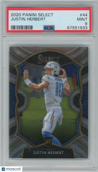 2020 Panini Select Justin Herbert ROOKIE #44 PSA 9