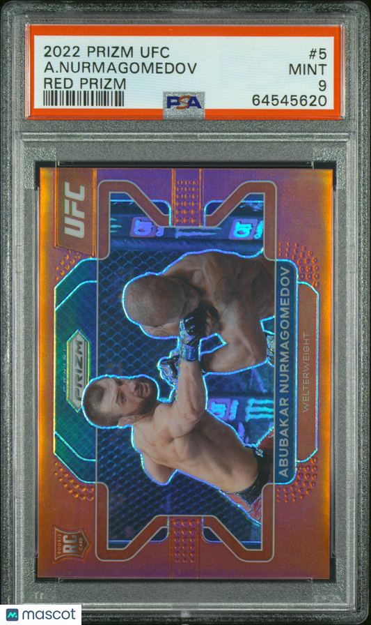 2022 Panini Red Prizm UFC #5 Abubakar Nurmagomedov RC Rookie /299 PSA 9