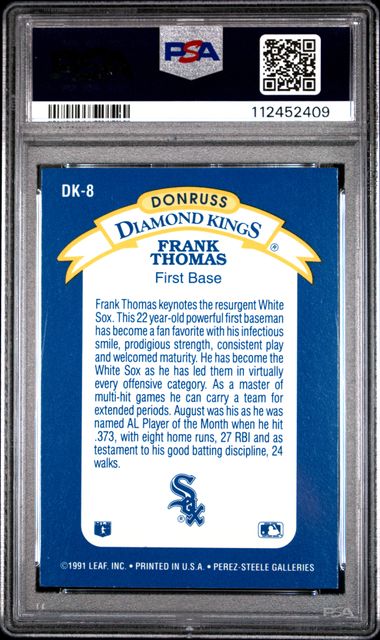 1992 Donruss- Diamond Kings #DK8 - Frank Thomas - White Sox HOF - PSA 9 BIG HURT