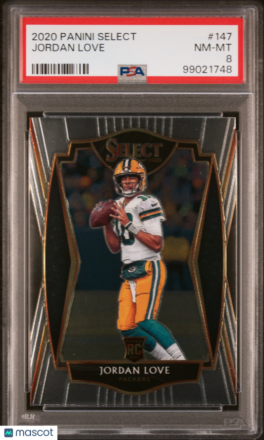 2020 Panini Select #147 Jordan Love Packers RC Rookie PSA 8 NM-MT