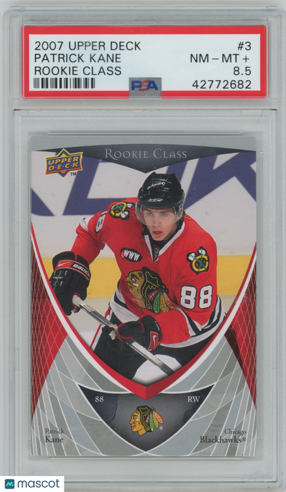 2007 Upper Deck Rookies Class #3 Patrick Kane Blackhawks RC ROOKIE - PSA 8.5