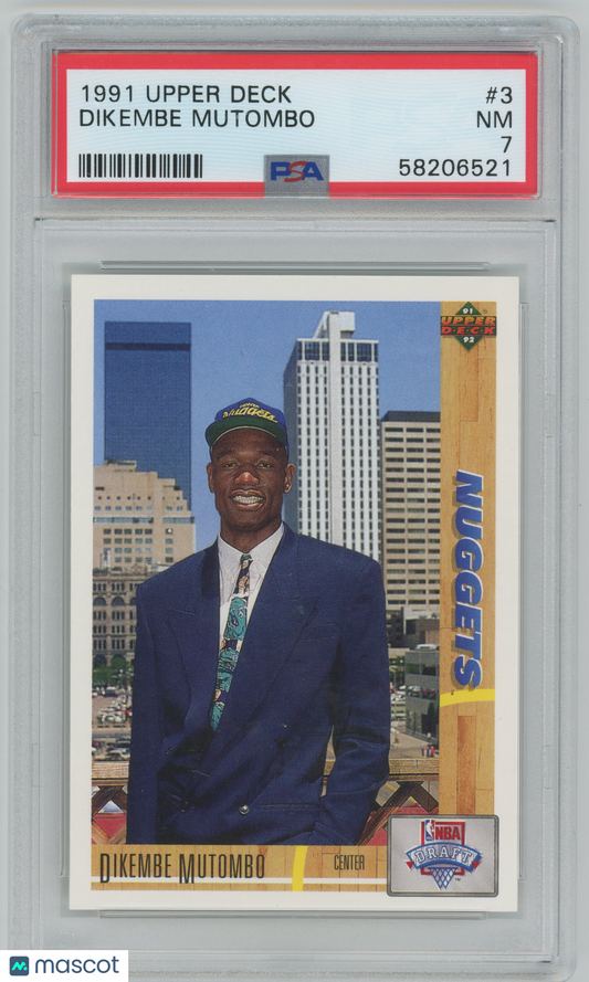 1991 Upper Deck #3 - Dikembe Mutombo - Nuggets ROOKIE HOF - PSA