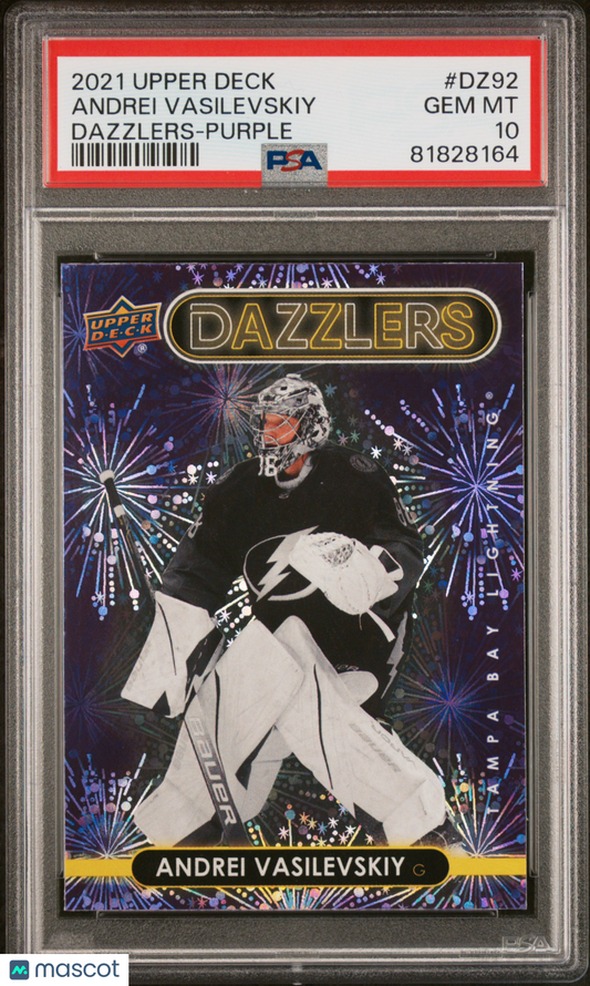 2021 Upper Deck Hockey Dazzlers Purple #DZ92 Andrei Vasilevskiy Lighting PSA 10