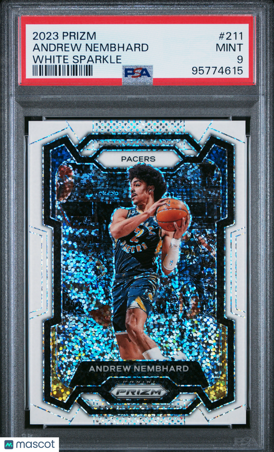 2023 Panini White Sparkle Prizm #211 Andrew Nembhard Pacers PSA 9 MINT