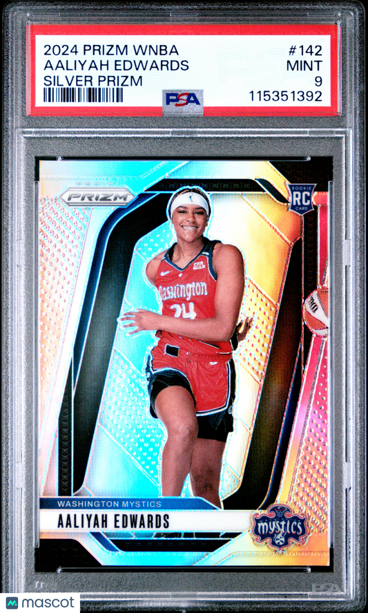 2024 Panini Prizm WNBA - Aaliyah Edwards #142 - Silver ROOKIE Variation - PSA