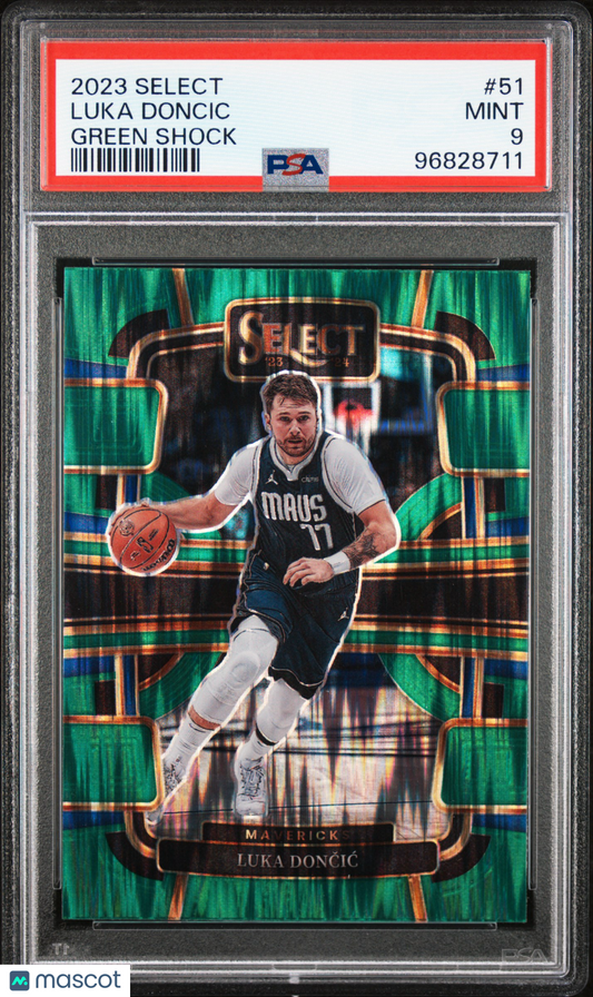 2023 Panini Select Luka Doncic #51 Green Shock PSA 9