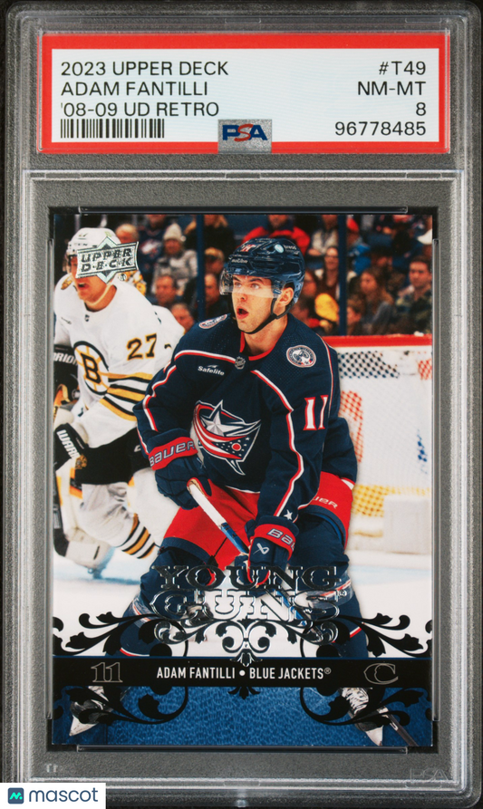 2023 Upper Deck 2008-09 Young Guns Retro Adam Fantilli #T49 '08 UD PSA 8