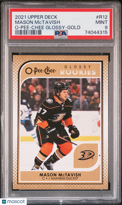 2021-2022 Upper Deck O-Pee-Chee Glossy Gold Rookie Mason Mctavish #R12 PSA 9