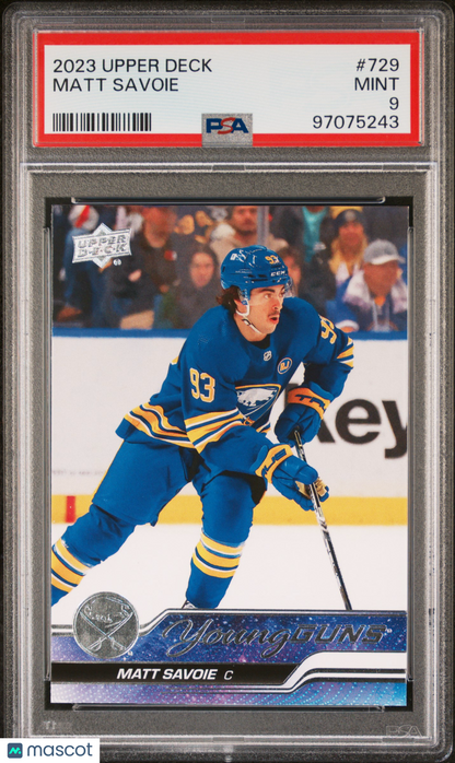2023 Upper Deck Young Guns Matt Savoie ROOKIE #729 PSA 9