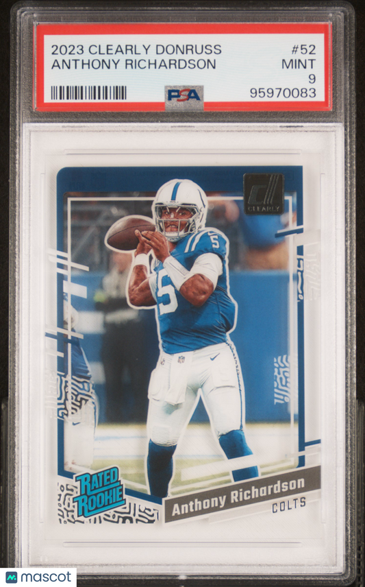 2023 Panini Clearly Donruss Anthony Richardson ROOKIE #52 PSA 9