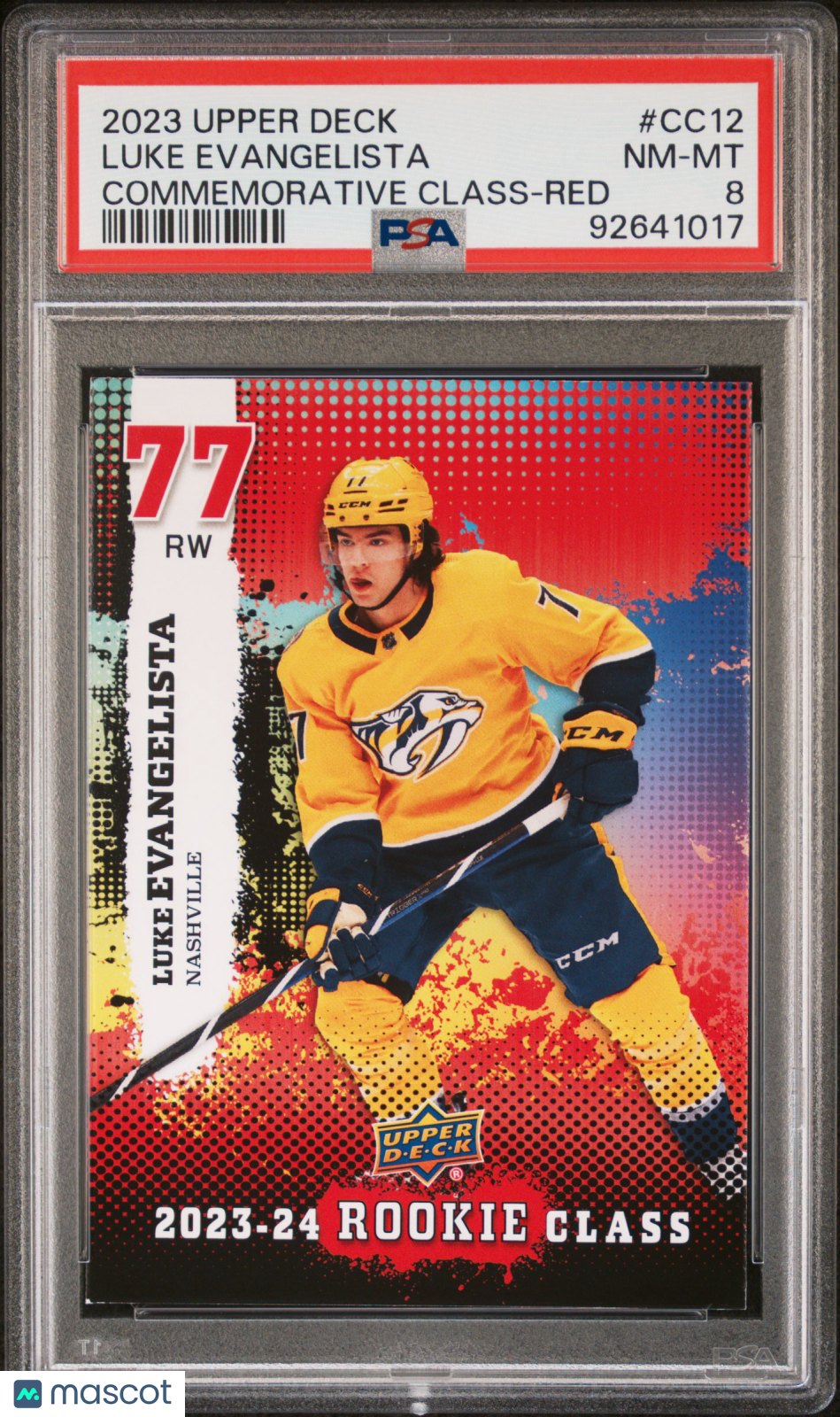 2023 Upper Deck Commemorative Class Luke Evangelista #CC12 Red PSA 8