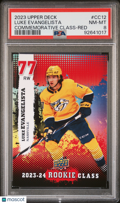 2023 Upper Deck Commemorative Class Luke Evangelista #CC12 Red PSA 8