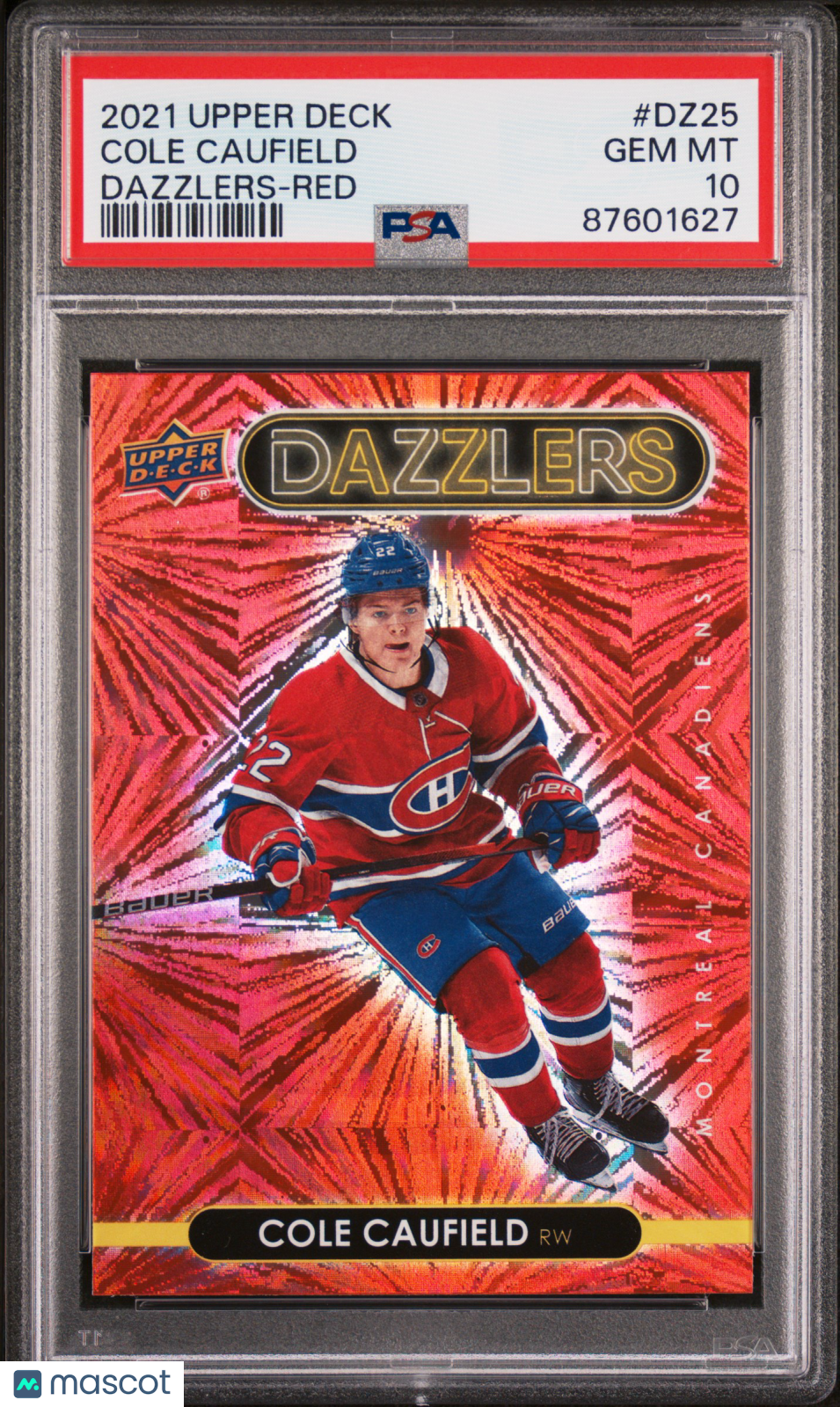 2021-2022 Upper Deck Dazzlers Cole Caufield #DZ25 Red PSA 10