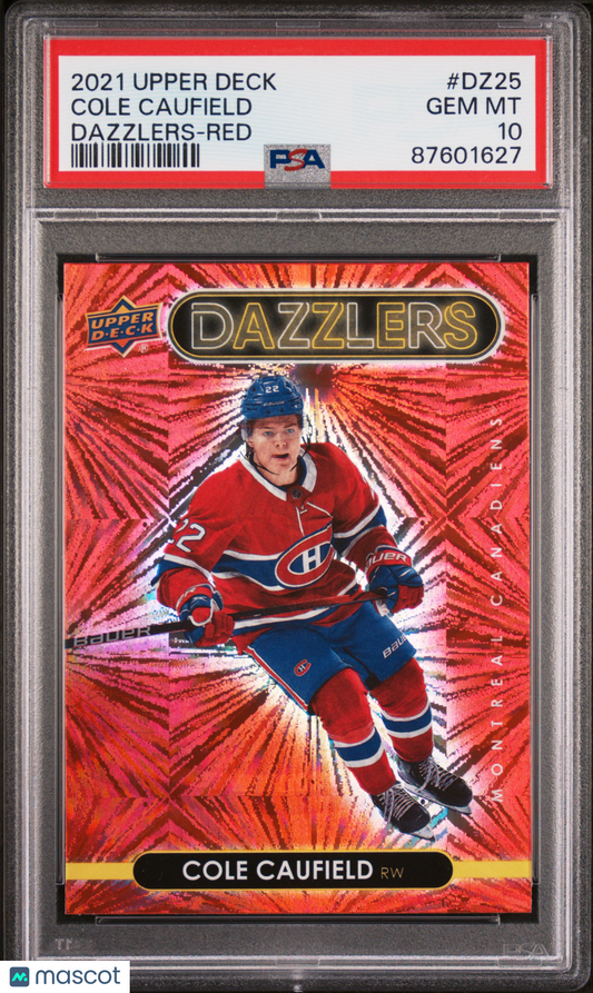 2021-2022 Upper Deck Dazzlers Cole Caufield #DZ25 Red PSA 10