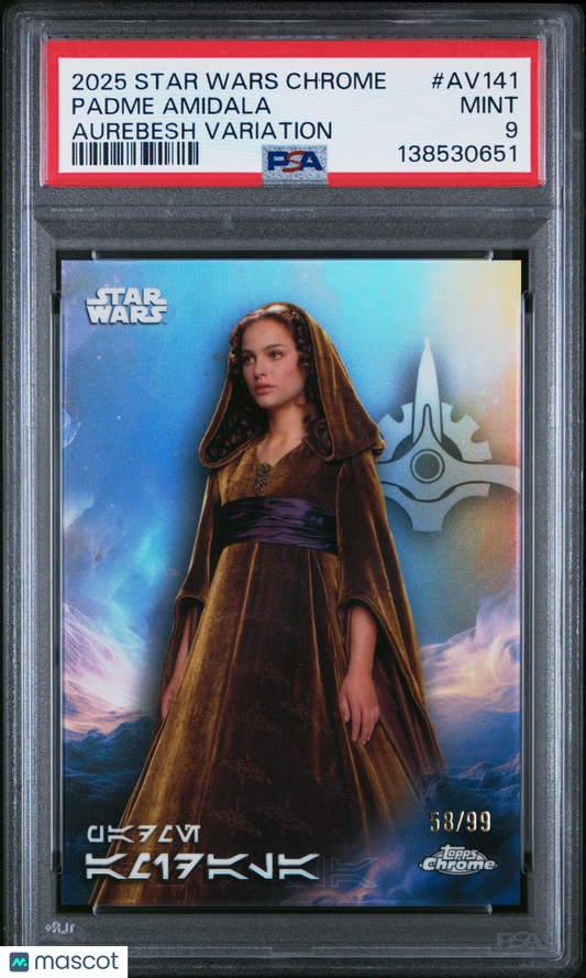 2025 TOPPS CHROME STAR WARS - PADME AMIDALA #AV141 - AUREBESH /99 - PSA - /99
