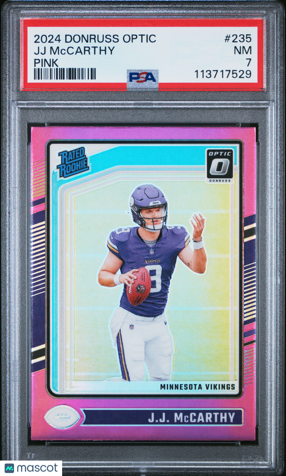 2024 Panini Donruss Optic - JJ Mccarthy #235 - ROOKIE - Pink Parallel - PSA