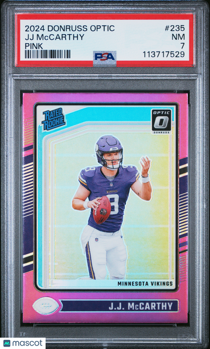 2024 Panini Donruss Optic - JJ Mccarthy #235 - ROOKIE - Pink Parallel - PSA