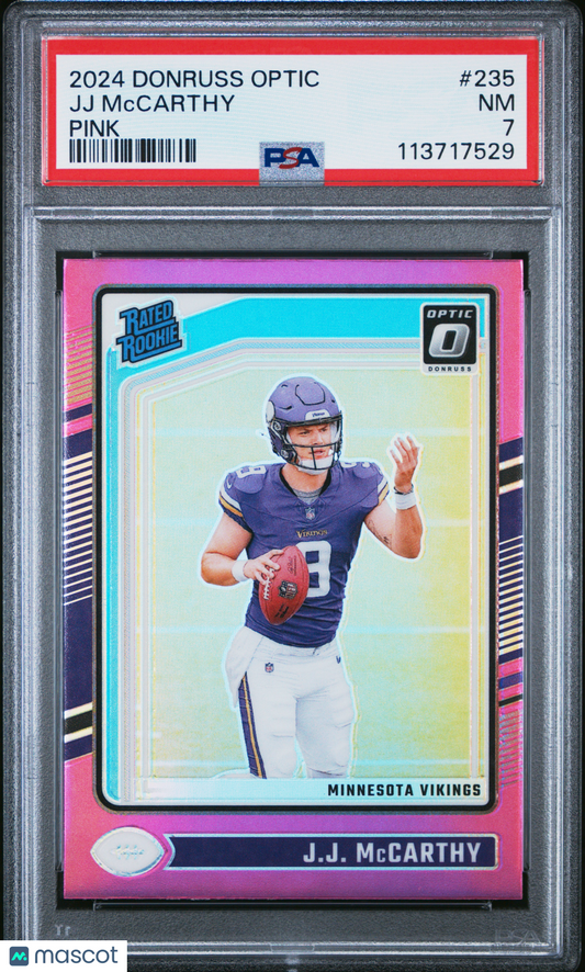 2024 Panini Donruss Optic - JJ Mccarthy #235 - ROOKIE - Pink Parallel - PSA